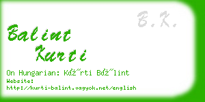 balint kurti business card
