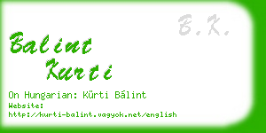 balint kurti business card
